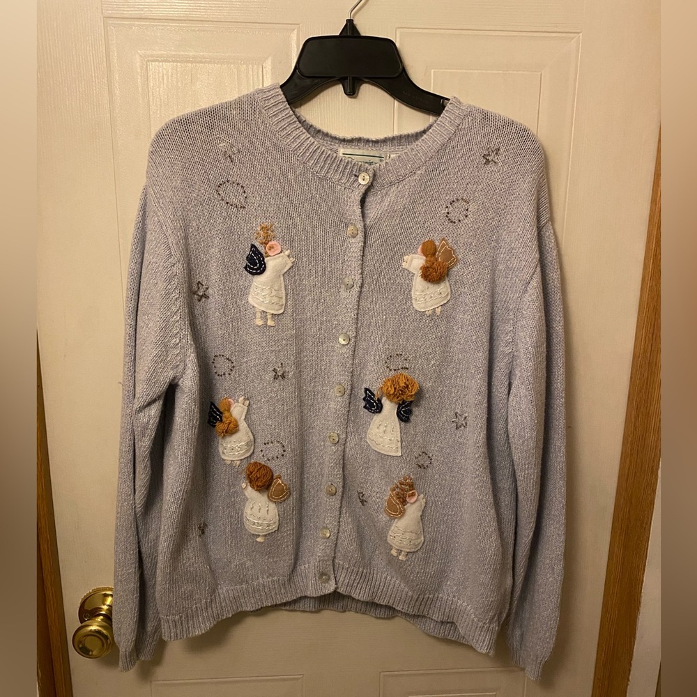 Vintage Embroidered Angel Cardigan